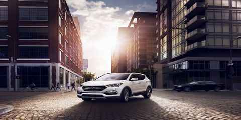 The 2018 Hyundai Santa Fe Sport is powered by a 185-hp 2.4-liter direct-injected four-cylinder or a turbocharged 2.0-liter four making 240 hp.