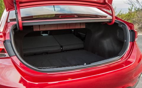 The 2018 Hyundai Accent SE has 13.7 cubic feet of cargo space.
