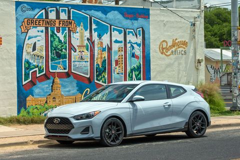 The 2019 Hyundai Veloster Turbo R-Spec comes with a 201-hp turbocharged I4.