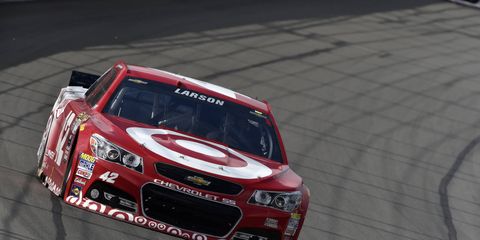Kyle Larson's NASCAR Sprint Cup team took a gamble Sunday, but it backfired. The team stayed on the track in hopes of being in front when thunderstorms rolled over Michigan International Speedway. However, Larson ran out of fuel three laps before the race was called.