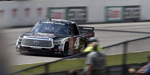 NASCAR trucks driver Erik Jones raced to victory Sunday in Canada.