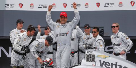 Juan Pablo Montoya kicked off Team Penske's 50-year celebration with a win at St. Petersburg on Sunday.