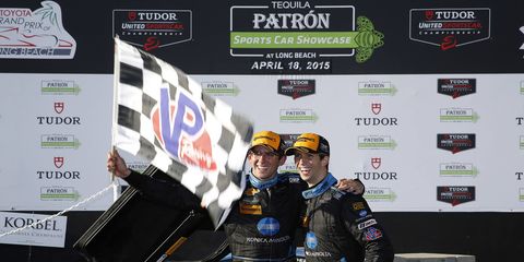 Ricky and Jordan Taylor took the checkered flag in Long Beach on Saturday night.