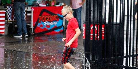 Water dominated Sunday at Pocono Raceway, causing a postponement of the IndyCar race.