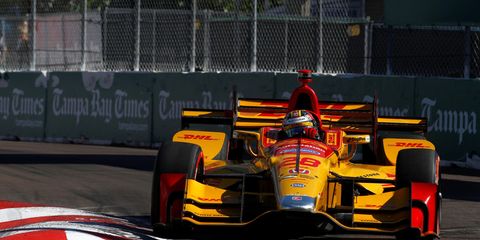 In addition to the crash, Ryan Hunter-Reay was forced to detour into the pits twice because of what the team called an engine calibration problem near the start of the race.