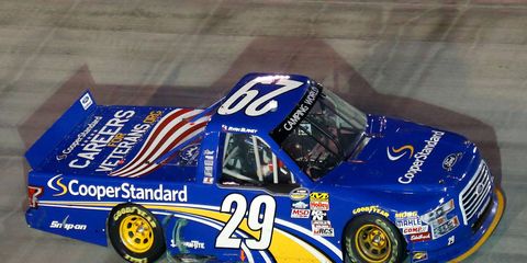Ryan Blaney grabbed the lead off the final restart and held on for the win at Bristol Motor Speedway on Wednesday night.