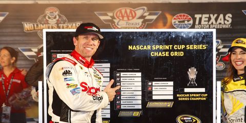 Carl Edwards will race against Jimmie Johnson and two others for the Sprint Cup championship at Homestead.