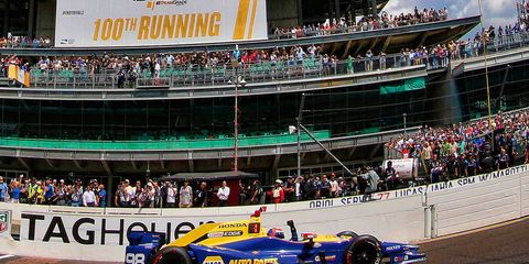 Alexander Rossi won the 2016 Indianapolis 500 over runner-up Carlos Munoz by 4.4975 seconds. Rossi coasted over the line after running out of fuel on the last lap of the race.