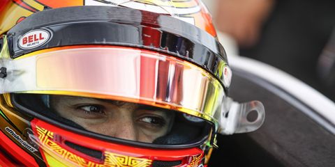 Esteban Gutiérrez settles into his Dale Coyne Racing Honda on Friday at Road America.