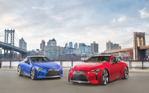 The 2018 Lexus LC500 looks striking on the road.