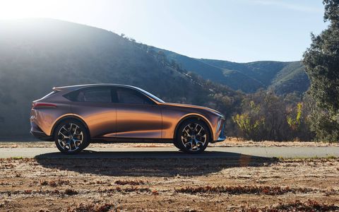 The Lexus LF-1 Limitless concept debuted at the 2018 Detroit auto show. We don't know what will power this flagship four-seat crossover, or if it is in fact headed to production, but we wouldn't be surprised to see elements of its design on future Lexus vehicles.