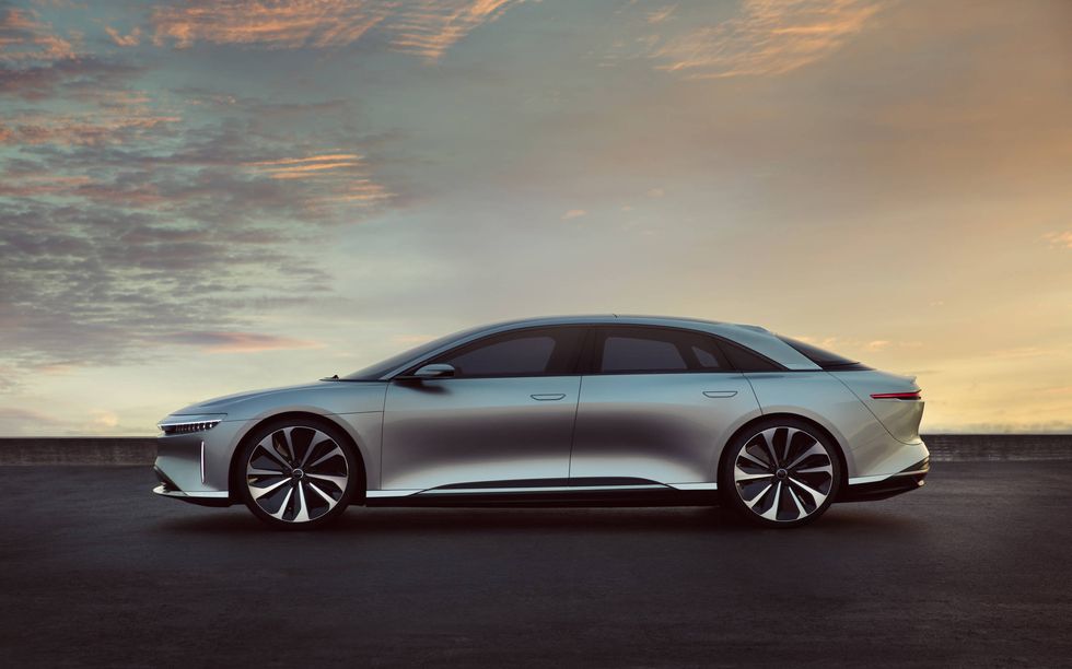 The Lucid Air is scheduled to arrive in 2019 with an optional 130 kWh battery good for a claimed 400-mile range. Zero to 60 will come up in 2.5 seconds, and top speed will be "over 200 mph." The interior's nice, too.