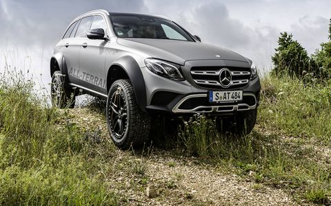 The E400 All Terrain 4x4-squared features portal axles and a 17-inch ground clearance, among other off-roading goodies.