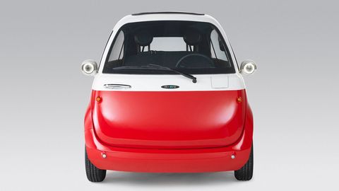 The Microlino will offer 133 miles of range on a full charge in top trim. Two battery capacity versions are planned.
