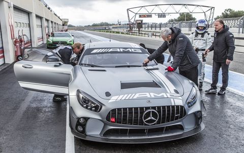 Mercedes AMG GT4 Racer Preparing to Drive it
