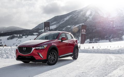 All versions of the 2018 Mazda CX-3 have a 2.0-liter four-cylinder engine making 146 hp and 146 lb-ft of torque with a six-speed automatic transmission.