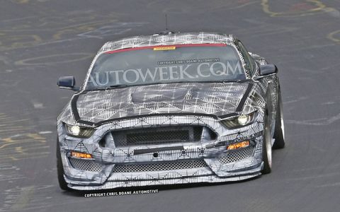 The Ford Mustang SVT is seen testing at the Nurburgring in these spy photos.