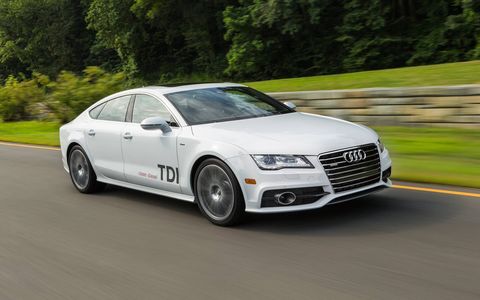 The A7 TDI gets a 3.0-liter diesel engine making 240 hp and 428 lb-ft of torque. A 2015 model is shown.
