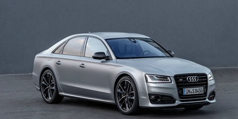 The V8 on the S8 plus is updated and now cranks out 605 hp (up 85 hp) and 516 lb-ft while an extra 73 lb-ft is available through overboost. (The European model is shown here.)