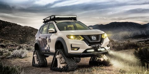 The Nissan Rogue Trail Warrior trades wheels and tires for tracks.