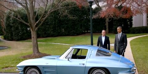 We're not sure whats cooler, the President driving around in a split window 'Vette, or Seinfeld getting a tour of the Beast presidential limo.