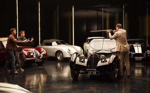 Our two heroes steal a Bugatti from the wrong guy and the chase begins. 
Overdrive opens Oct. 6