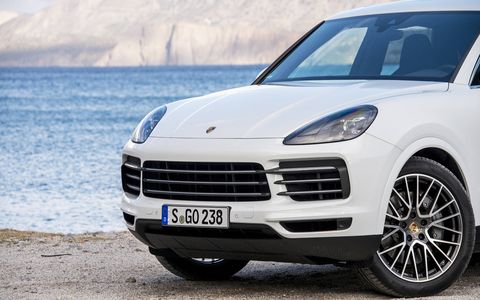 The 2019 Cayenne offers 440 hp and 405 lb-ft of torque, occupying the middle spot in the three-model debut lineup of the third-generation SUV.