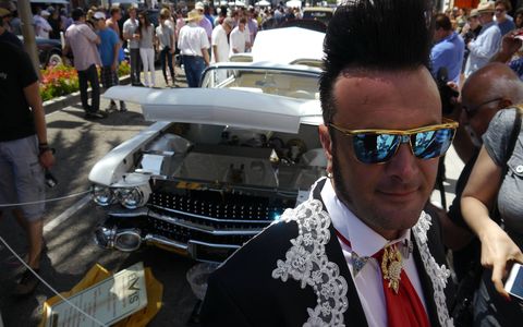 Francesco Attolico is one of three Italian guys - from Italy - who built a '59 Cadillac into "Elvis III," certainly the most magnificent car ever to grace Rodeo Drive. Why Elvis, we asked? "He is the king," said Francesco. God bless America. And Italy.
