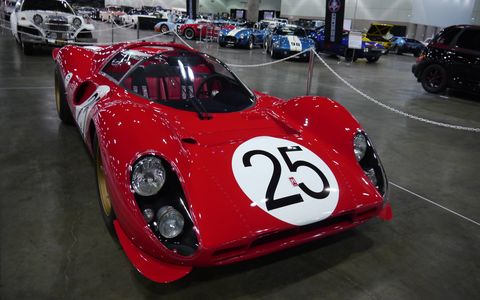 This replica P4 is parked at the first - who knows, maybe it'll be annual - Classic Auto Show, which Is underway right now at the Los Angeles Convention Center's South Hall, with 600 classics ranging from Abarth to, yes, it's true, a Zimmer. In between are Porsches, Packards and even a Panhard over in the French car section. Yes, there's a French car section. Spend one day at the Roadster Show and one here.