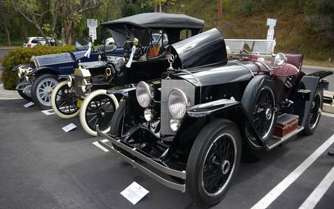 Over 130 widely diverse, colorful cars parked in the lot above the Greystone Mansion in Beverly Hills Sunday for the eighth annual Greystone Concours.