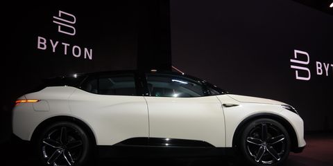 Byton will have three electric vehicles on the market by 2023, starting with the M-Byte SUV, shown here, which will be on sale in China at the end of this year and in the U.S. in mid-2020.