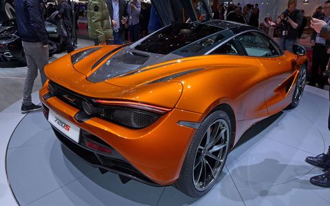 McLaren unveiled the 720S at the 2017 Geneva motor show. Powered by a 710-hp twin-turbocharged V8, the 720S weighs 3,128 pounds wet and runs from 0 to 60 mph in 2.8 seconds.