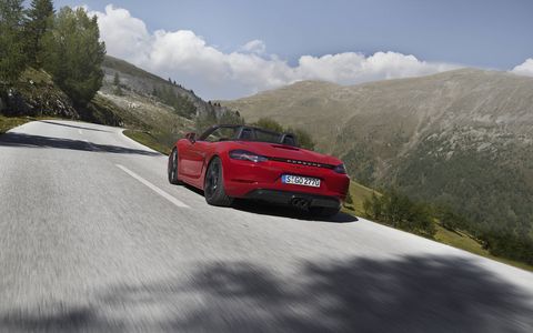 The 2018 Porsche 718 Boxster GTS starts at $82,950 including destination. The GTS gets a larger turbocharger and new intake plenum making an extra 15 hp for a total of 365.