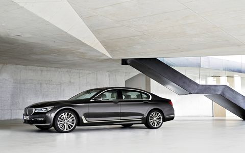 First photos of the new 2016 BMW 740i and 750i luxury sports sedans.