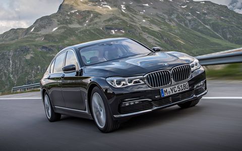 Once fully charged, the BMW 740e can run on electric power exclusively for 13 miles.