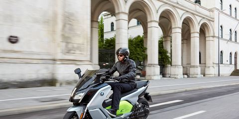 The BMW C evolution electric scooter is a whole different way of looking at transportation. With a 94-Ah battery it offers 48 hp and 53 lb ft of torque. Range is listed at 99 miles, a lot more than we got. Starting price is $13,750. Here it is riding through Europe, where they understand and appreciate scooters.