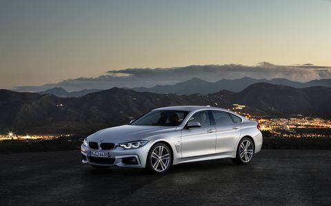 The 2018 BMW 430i xDrive Gran Coupe gets a turbocharged 2.0-liter making 248 hp; the 440i models come with a 320-hp turbocharged I6.