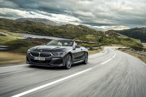 The 2019 BMW M850i xDrive Convertible features a 4.4-liter twin-turbo V8 making 523 hp and 553 lb-ft of torque.
