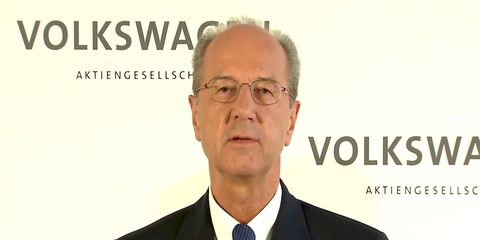 VW chairman Hans Dieter Poetsch gave an update to the press on the investigation into the diesel-cheating software,