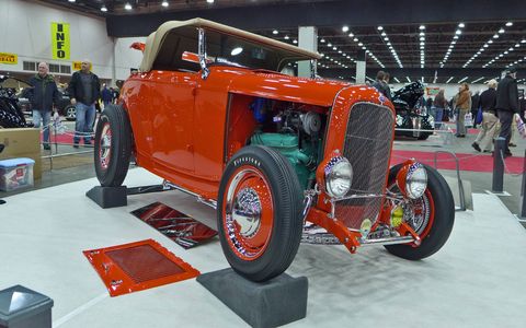 There were a lot of traditional-style hot rods on the main floor this year, like this Pontiac-powered Ford roadster.