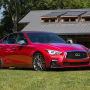 The 2018 Infiniti Q50 Red Sport comes with a twin-turbocharged V6 delivering 400 hp and 350 lb-ft of torque.