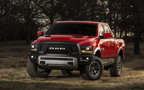 Rebel’s blacked-out front-end continues on the flanks, where black Power Wagon wheel-arch moldings, flat-black badge, mirrors and lower body panels create a distinctive trail-ready presence.