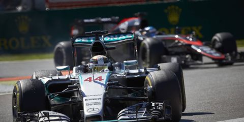 Lewis Hamilton, Sebastian Vettel and Felipe Massa finished 1-2-3 at the Formula One Italian Grand Prix on Sunday.