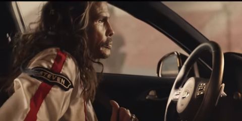 Steven Tyler drives the Kia Stinger back to his glory days for Kia's Super Bowl ad.