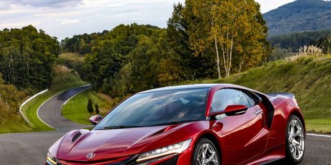 The 2019 Acura NSX stands out in Red at the Takasu Proving Grounds in Northern Japan