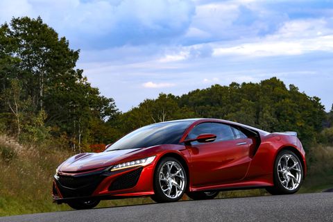 The 2019 Acura NSX stands out in Red at the Takasu Proving Grounds in Northern Japan