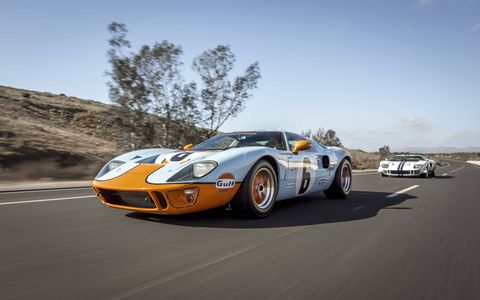 This Gulf-liveried Ford GT40 MkI from Hillbank Motorsports in Irvine, Calif., is powered by a Ford Racing 427 Cobra V8.