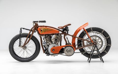 Hill climbs were a big deal in the '20s and '30s, and both Harley and Indian competed. Here is a 1925 Indian Altoona Hillcliber.