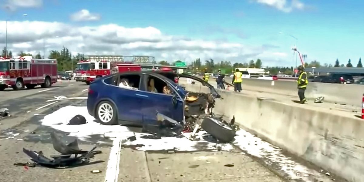 Tesla: Crash Was Worsened By Missing Freeway Barrier Shield - CBS