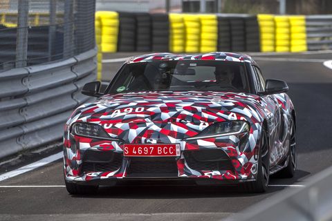 The new Toyota Supra, code-named A90, testing at the Jarama racetrack in Spain.